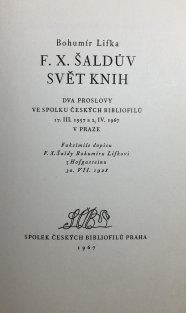 F.X.Šaldův svět knih