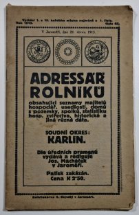 Adressář rolníků - soudní okres Karlín