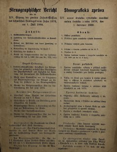 Stenografická zprávy sněmu českého 1880 (německy, česky)