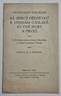 Propagační publikace ke sbírce příspěvků dějinám Čáslavě, Kutné Hory a okolí