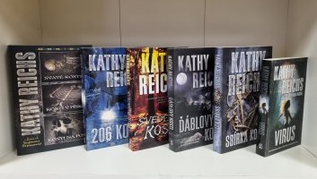 6x Kathy Reichs (brožované) - Virus / Ďáblovy kosti / Sbírka kostí / Svědectví kostí / 206 kostí / Omnibus (Svaté kosti, Kosti v písku, Kosti na popel)