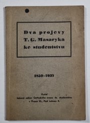 Dva projevy T.G. Masaryka ke studenstvu - 