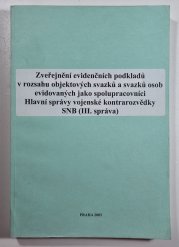 Zveřejněné evidenčních pokladů v rozsahu objektových svazků a svazků osob evidovaných jako spolupracovníci Hlavní správy vojenské kontrarozvědky SNB (III. správa) - 