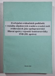 Zveřejněné evidenčních pokladů v rozsahu objektových svazků a svazků osob evidovaných jako spolupracovníci Hlavní správy vojenské kontrarozvědky SNB (III. správa)