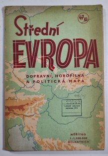 Střední Evropa - dopravní, horopisná a politická mapa